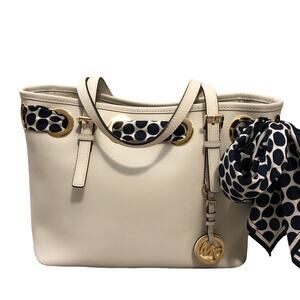 Michael Kors white bag with scarf